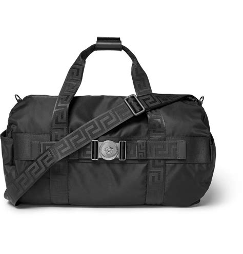 versace - men - logo-embellished nylon duffle bag - black|Men's Versace Duffle Bags .